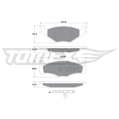 Billede af TOMEX brakes TX 10 141 Bremseklodser foraksel med tilbehør VOLKSWAGEN: Polo III Hatchback, II Classic, SEAT: Ibiza 2