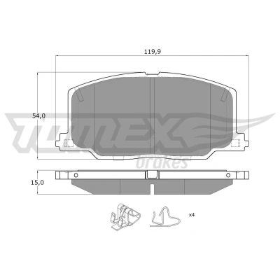 Billede af TOMEX brakes TX 13 69 Bremseklodser foraksel med akustisk advarsel for slid tilbehør TOYOTA: Corolla VII Sedan, Celica V Coupe