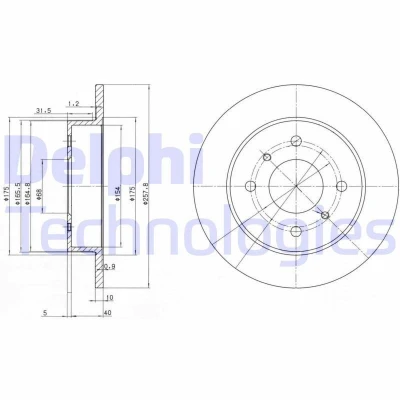 Billede af DELPHI BG2633 Bremseskiver 258 10 4 fuldstændigt olieret ubehandlet uden hjullejer, ABS sensorring NISSAN: Almera II Hatchback