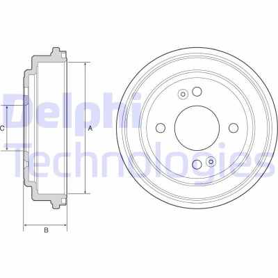 Billede af DELPHI BF551 Bremsetromler uden ABS sensorring, hjullejer, leje 220 HYUNDAI: Getz