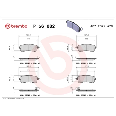Billede af BREMBO P 56 082 Bremseklodser med akustisk advarsel for slid uden tilbehør