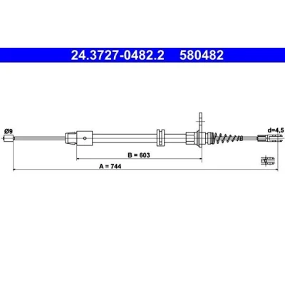 Billede af ATE 24.3727 0482.2 Håndbremsekabel 744 MERCEDES BENZ: GLK