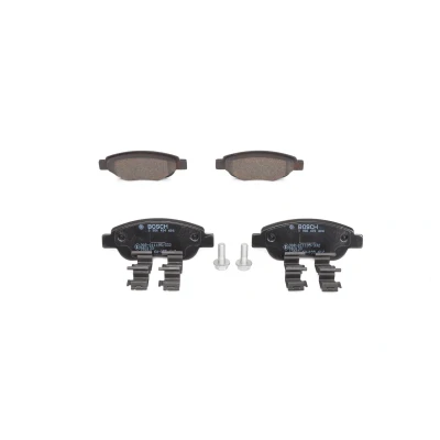 Billede af BOSCH 0 986 494 606 Bremseklodser Low Metallic med monteringsvejledning, anti knirke plade, skruer PEUGEOT: 107 Hatchback, 108 Hatchback