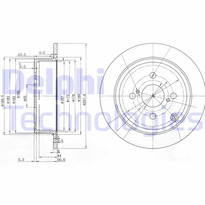 Billede af DELPHI BG3889 Bremseskiver 258 9 4 fuldstændigt olieret ubehandlet uden hjullejer, ABS sensorring TOYOTA: Corolla IX Hatchback