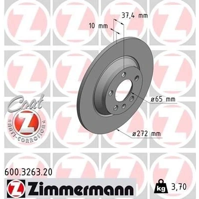 Billede af ZIMMERMANN 600.3263.20 Bremseskiver 272 10 6/5 5 100 fuldstændigt coatet VOLKSWAGEN: Polo VI, AUDI: A1 Sportback