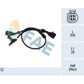 Billede af FAE 78296 ABS Sensor med kabel Hall princip 2, 4 505 VOLKSWAGEN: Sharan I