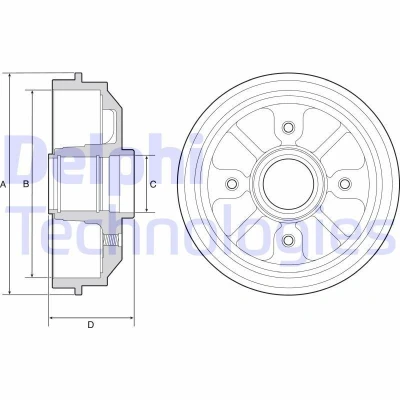 Billede af DELPHI BF282 Bremsetromler uden ABS sensorring, hjullejer 212