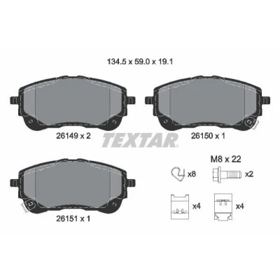 Billede af TEXTAR 2614901 Bremseklodser med akustisk advarsel for slid bremsecaliperskruer tilbehør TOYOTA: Corolla XII Stationcar, Hatchback