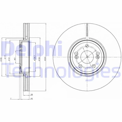 Billede af DELPHI BG9687 Bremseskiver 324 28 5 ventileret olieret ubehandlet uden hjullejer, ABS sensorring RENAULT: ESPACE 4
