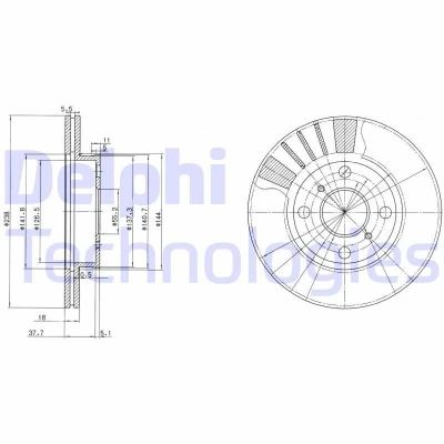 Billede af DELPHI BG3424 Bremseskiver 238 18 4 ventileret olieret ubehandlet uden hjullejer, ABS sensorring TOYOTA: Starlet V Hatchback
