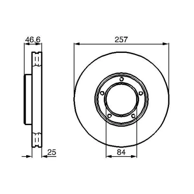 Billede af BOSCH 0 986 478 397 Bremseskiver 257 25 5 110 ventileret olieret TOYOTA: HILUX Pick up, 6 up