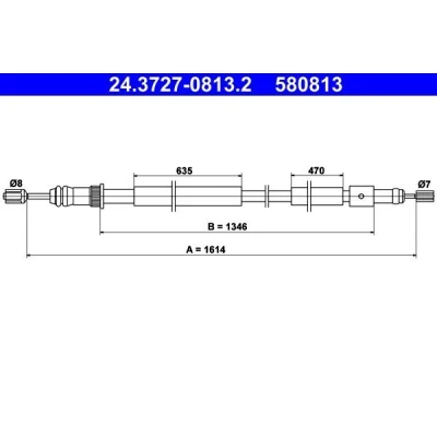 Billede af ATE 24.3727 0813.2 Håndbremsekabel 1614 PEUGEOT: 306 Hatchback