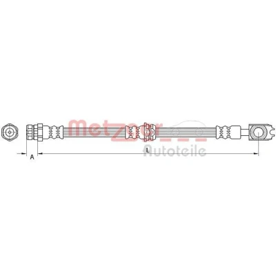 Billede af METZGER 4111539 Bremseslange 550mm M10x1mm SEAT: Ibiza 4, 4 ST, VOLKSWAGEN: Polo V Hatchback