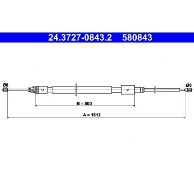 Billede af ATE 24.3727 0843.2 Håndbremsekabel 1612