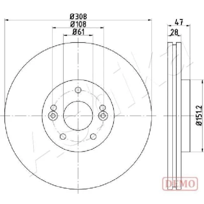 Billede af ASHIKA Bremseskive RENAULT: LAGUNA 2 Grandtour foraksel 28mm 5 ventileret lakeret 60 00 0713C 7701206831,8200019581,8671019278 Bremseskiver