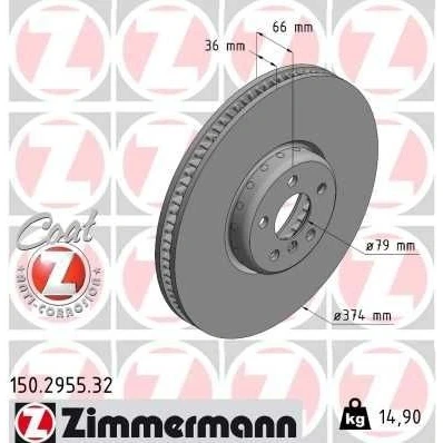Billede af ZIMMERMANN bremseskive BMW: 5 Sedan, 3 Touring 36mm 6/5 hul 112mm indvendigt ventileret, todelt coatet højkarboniseret