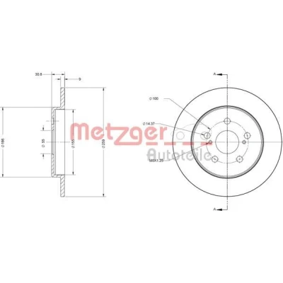 Billede af METZGER 6110617 Bremseskiver bagaksel 259 9 5 100 fuldstændigt lakeret, Krydsslebet TOYOTA: Prius Plus, III Hatchback