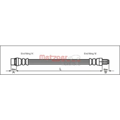 Billede af METZGER 4111165 Bremseslange 322 M10 x 1 RENAULT: CLIO 2
