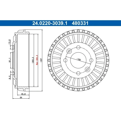 Billede af ATE 24.0220 3039.1 Bremsetromler 237,0mm RENAULT: Twingo 3