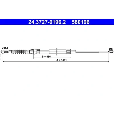 Billede af ATE 24.3727 0196.2 Håndbremsekabel 1561 VOLKSWAGEN: Touran I