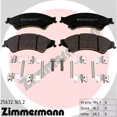 Billede af ZIMMERMANN 25632.165.2 Bremseklodser med akustisk advarsel for slid skruer Billede svarer til leveringsomfang, glideplade FORD: Ranger Mk3