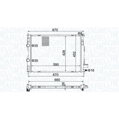 Billede af MAGNETI MARELLI 350213162600 Radiator 590 428 34 Mekanisk fuget køleripper NISSAN: Qashqai / Qashqai+2 I