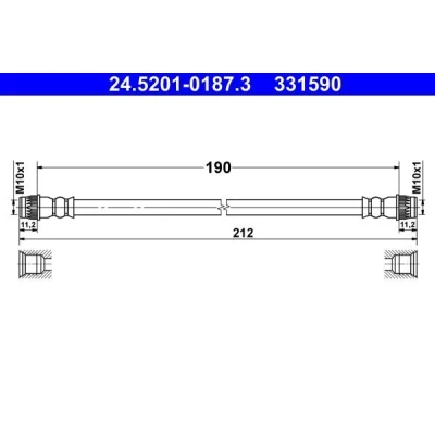Billede af ATE 24.5201 0187.3 Bremseslange 190 RENAULT: Clio 4