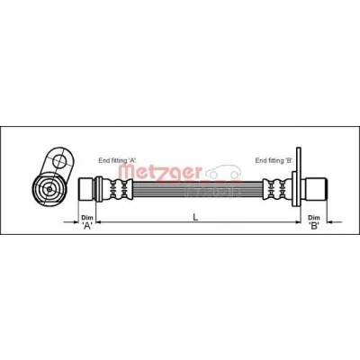 Billede af METZGER 4112183 Bremseslange 326 F10 x 1 TOYOTA: Carina E Hatchback