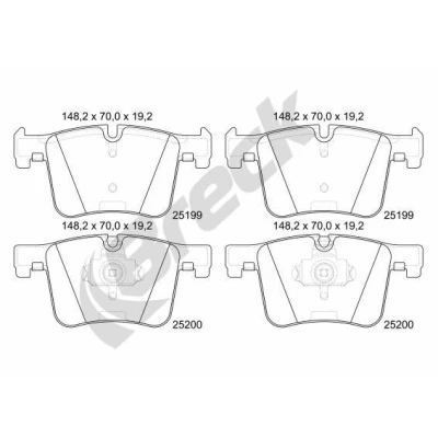 Billede af BRECK 25199 00 551 Bremseklodser Keramik Forberedt til slidindikator med anti knirke plade uden tilbehør BMW: 3 Touring, 1 Hatchback, Sedan