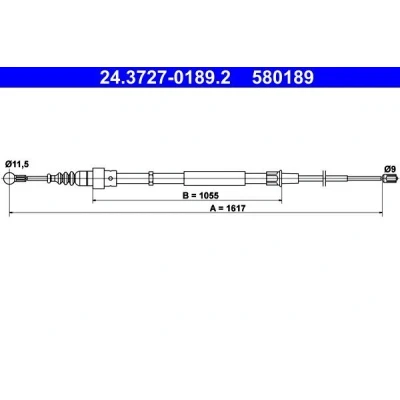 Billede af ATE 24.3727 0189.2 Håndbremsekabel 1617