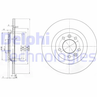 Billede af DELPHI BG3836 Bremseskiver 290 12 5 fuldstændigt olieret ubehandlet uden hjullejer, ABS sensorring PEUGEOT: 407 SW, 508 I RCZ Coupe