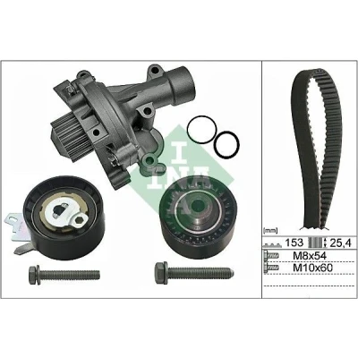 Billede af INA 530 0471 30 vandpumpe + Tandremssæt med CITROËN: C4 I Grand Picasso, Hatchback, C5 III Stationcar, PEUGEOT: 308 SW