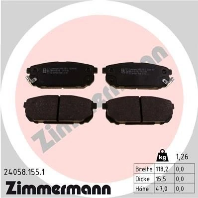 Billede af ZIMMERMANN 24058.155.1 Bremseklodser med akustisk advarsel for slid Billede svarer til leveringsomfang KIA: SORENTO 1