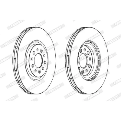 Billede af FERODO PREMIER DDF1453C Bremseskiver 330 28 5 110 ventileret coatet uden skruer ALFA ROMEO: Giulietta Hatchback, 159 Sportwagon, Sedan