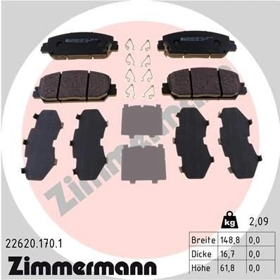 Billede af ZIMMERMANN 22620.170.1 Bremseklodser med akustisk advarsel for slid Billede svarer til leveringsomfang HONDA: CR V 5