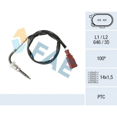 Billede af FAE 68002 Sensoren foran partikelfilter VOLKSWAGEN: GOLF 6, Passat B6 Variant, Sedan, SKODA: Superb II Stationcar, Hatchback
