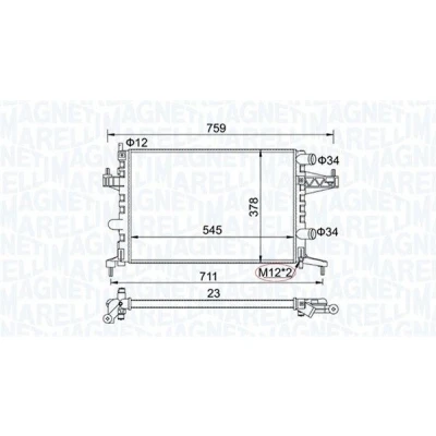 Billede af MAGNETI MARELLI 350213829000 Radiator 545 378 23 Mekanisk fuget køleripper OPEL: Tigra Twintop, Corsa C Hatchback, Combo Tour