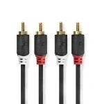 Billede af Stereo Audio kabel 2x RCA Hanstik Guldplateret 5.00 m Runde Anthracite Window Box