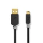 Billede af USB kabel 2.0 A han Mini B 5 pins 480 Mbps Guldplateret 2.00 m Runde PVC Anthracite Window Box