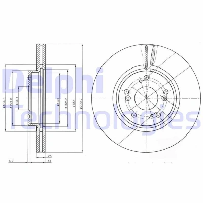 Billede af DELPHI BG3978 Bremseskiver 300 25 5 ventileret olieret ubehandlet uden hjullejer, ABS sensorring HONDA: Accord 7 Limousine, Tourer
