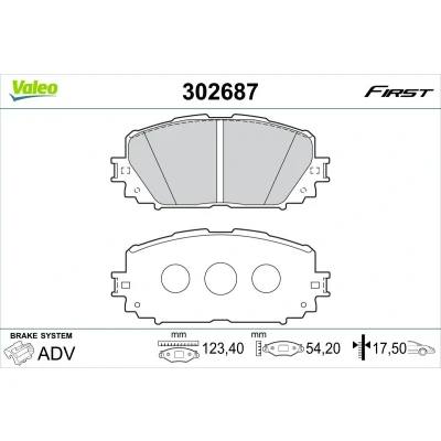 Billede af VALEO 302687 Bremseklodser foraksel Ekskl. slidadvarselskontakt uden anti knirke plade TOYOTA: Yaris III Hatchback, II Hatchback