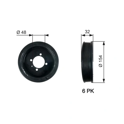 Billede af GATES TVD1130 Remskive Krumtapaksel 154 uden tilbehør FleetRunner Micro V Stretch Fit OPEL: Corsa D Hatchback, Zafira B