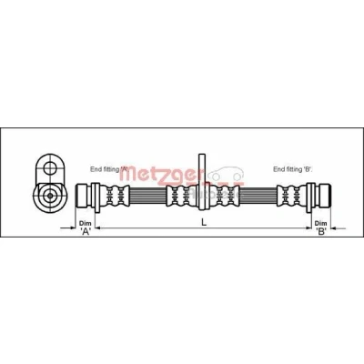 Billede af METZGER 4113290 Bremseslange 320 F10 x 1 HONDA: CIVIC 6 Hatchback