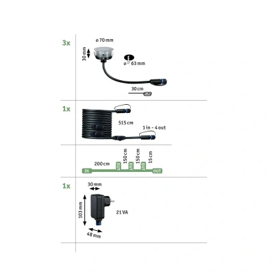 Billede af Paulmann Plug &amp; Shine LED indbygningslampe 2W sæt med 3 stk