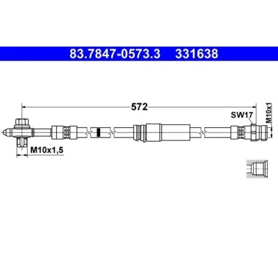 Billede af ATE 83.7847 0573.3 Bremseslange 572mm M10x1mm