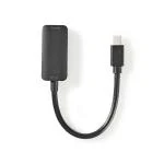 Billede af Mini DisplayPort kabel 1.4 han HDMI udgang 48 Gbps Nikkelplateret 0.20 m Runde PVC Sort Plastikpose