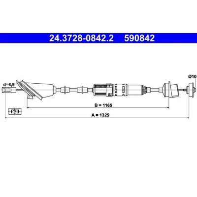 Billede af ATE 24.3728 0842.2 Koblingskabel med automatisk justering PEUGEOT: 106 II Hatchback