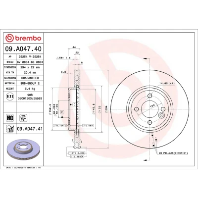 Billede af BREMBO COATED DISC LINE 09.A047.41 Bremseskiver 294 22 4 indvendigt ventileret coatet højkarboniseret MINI: Hatchback, Cabriolet
