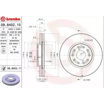 Billede af BREMBO COATED DISC LINE 09.8402.11 Bremseskiver 296 32 5 indvendigt ventileret coatet LEXUS: IS I Sportcross, Sedan, GS II