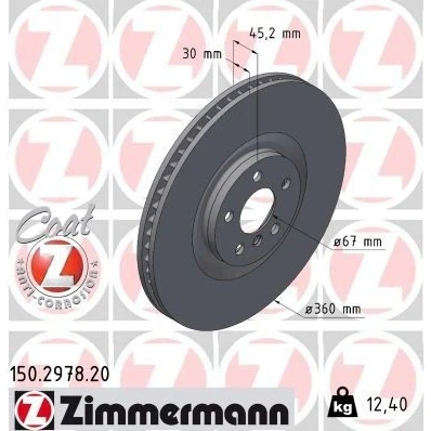 Billede af ZIMMERMANN 150.2978.20 Bremseskiver 360 30 6/5 5 112 indvendigt ventileret coatet højkarboniseret MINI: Hatchback, Clubman, BMW: 1 Hatchback